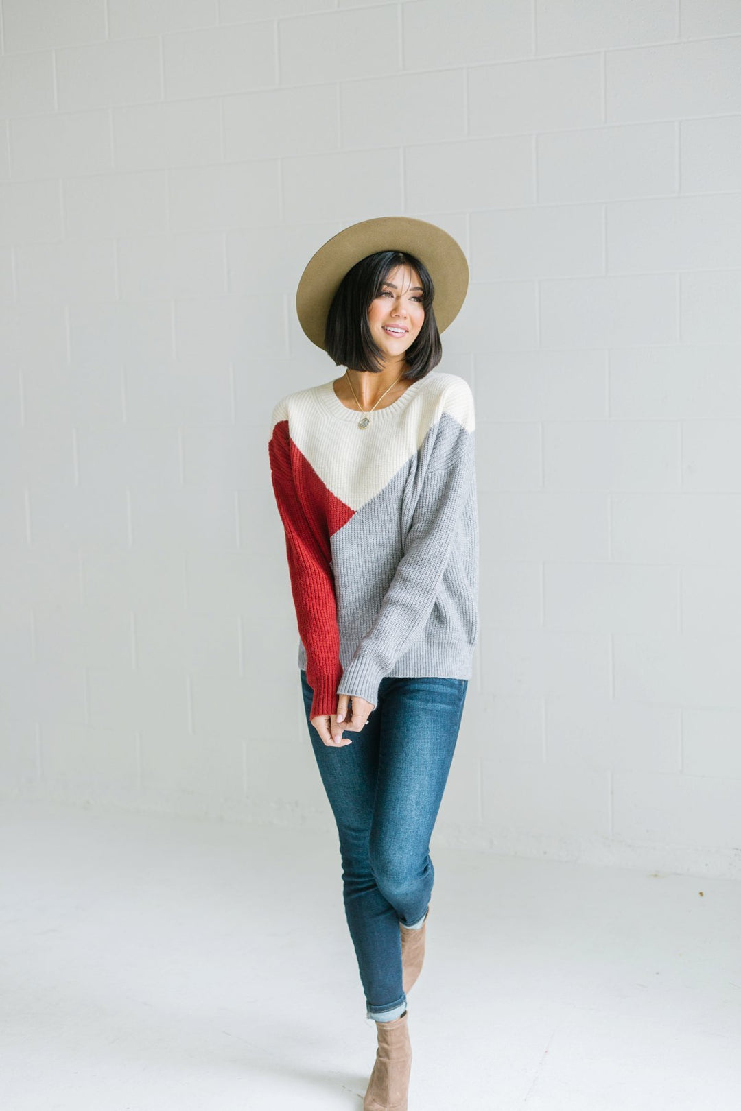 Color Mix Knit Sweater-Sweaters-Krush Kandy, Women's Online Fashion Boutique Located in Phoenix, Arizona (Scottsdale Area)
