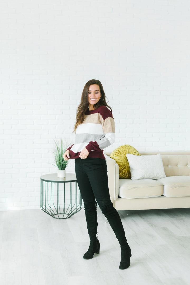 Winter Colorblock Sweater-Sweaters-Krush Kandy, Women's Online Fashion Boutique Located in Phoenix, Arizona (Scottsdale Area)
