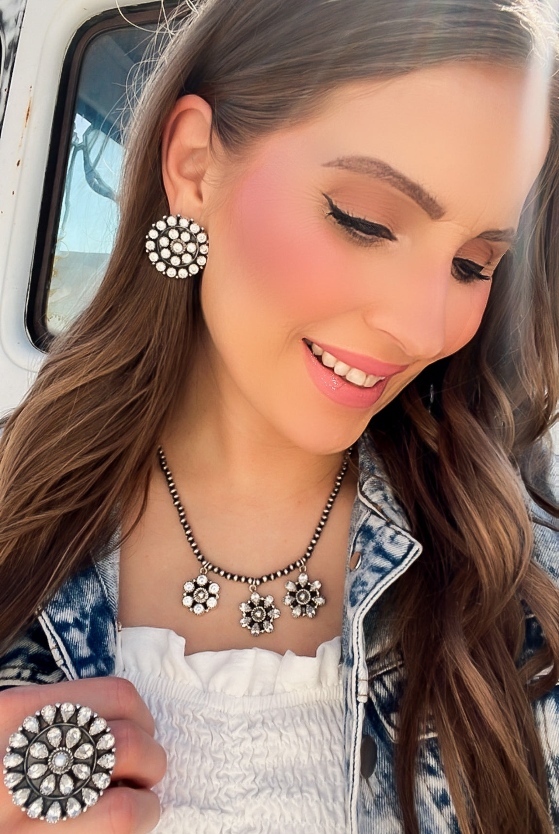 Desert Pearl Crystal Cluster Sterling Silver NECKLACE | PREORDER-Necklaces-Krush Kandy, Women's Online Fashion Boutique Located in Phoenix, Arizona (Scottsdale Area)
