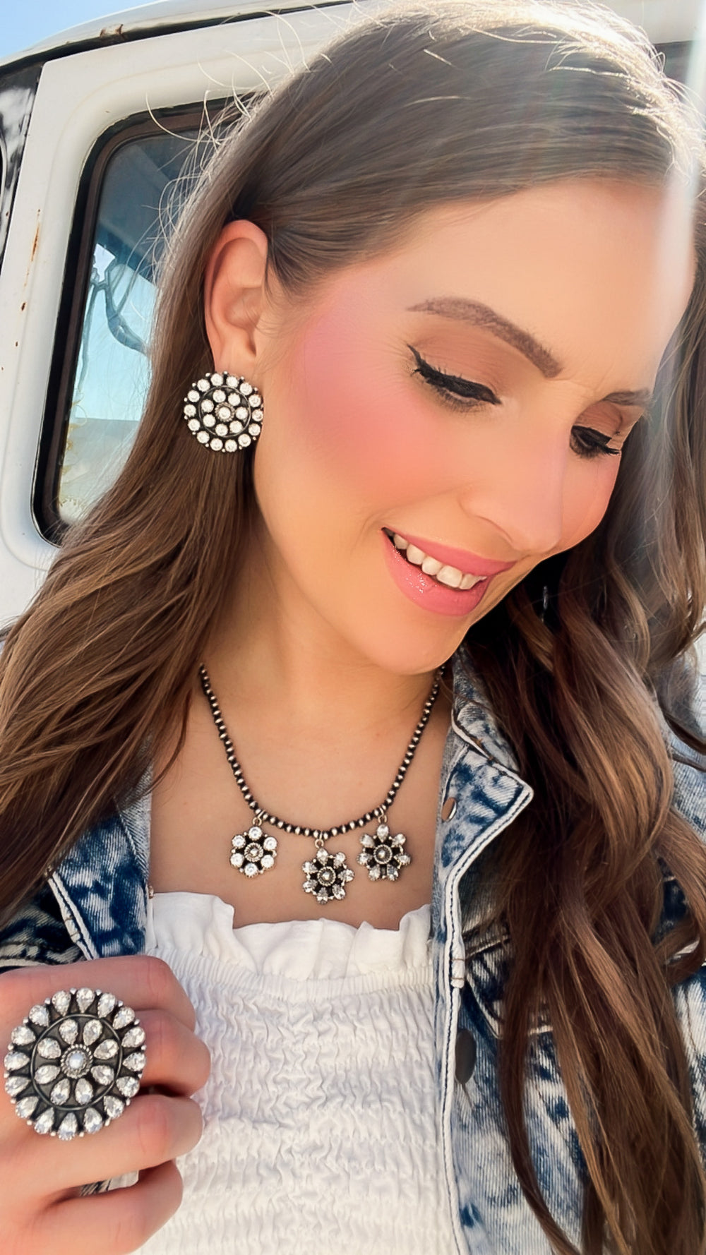 Desert Pearl Crystal Cluster Sterling Silver NECKLACE | PREORDER-Rings-Krush Kandy, Women's Online Fashion Boutique Located in Phoenix, Arizona (Scottsdale Area)