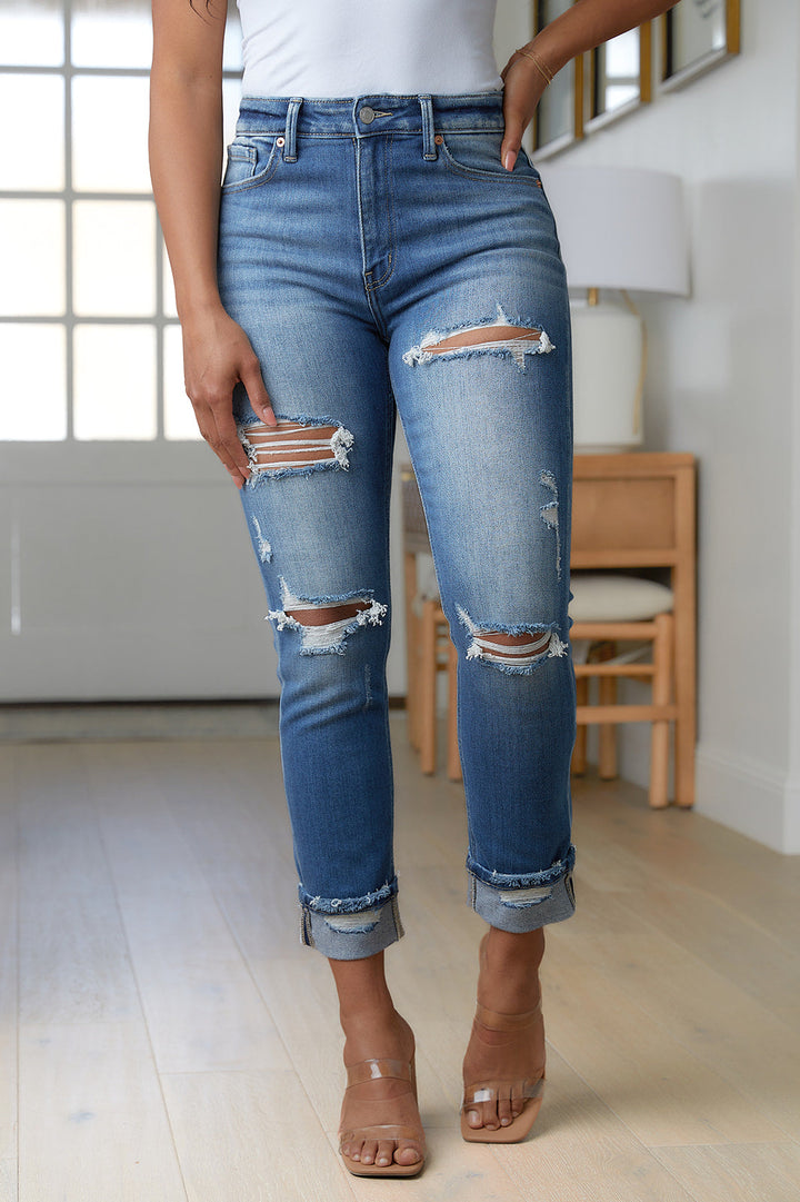 Belinda High Rise Distressed Straight Jeans-Jeans-Krush Kandy, Women's Online Fashion Boutique Located in Phoenix, Arizona (Scottsdale Area)