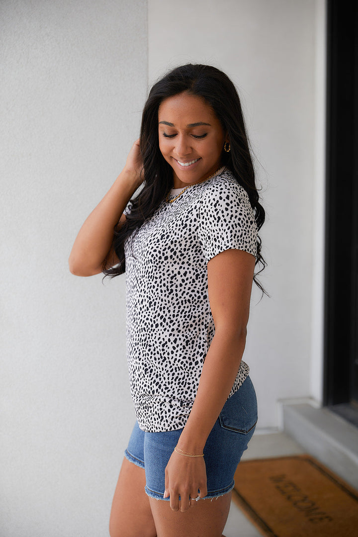 Don't Tame Me Animal Print Top-Short Sleeve Tops-Krush Kandy, Women's Online Fashion Boutique Located in Phoenix, Arizona (Scottsdale Area)