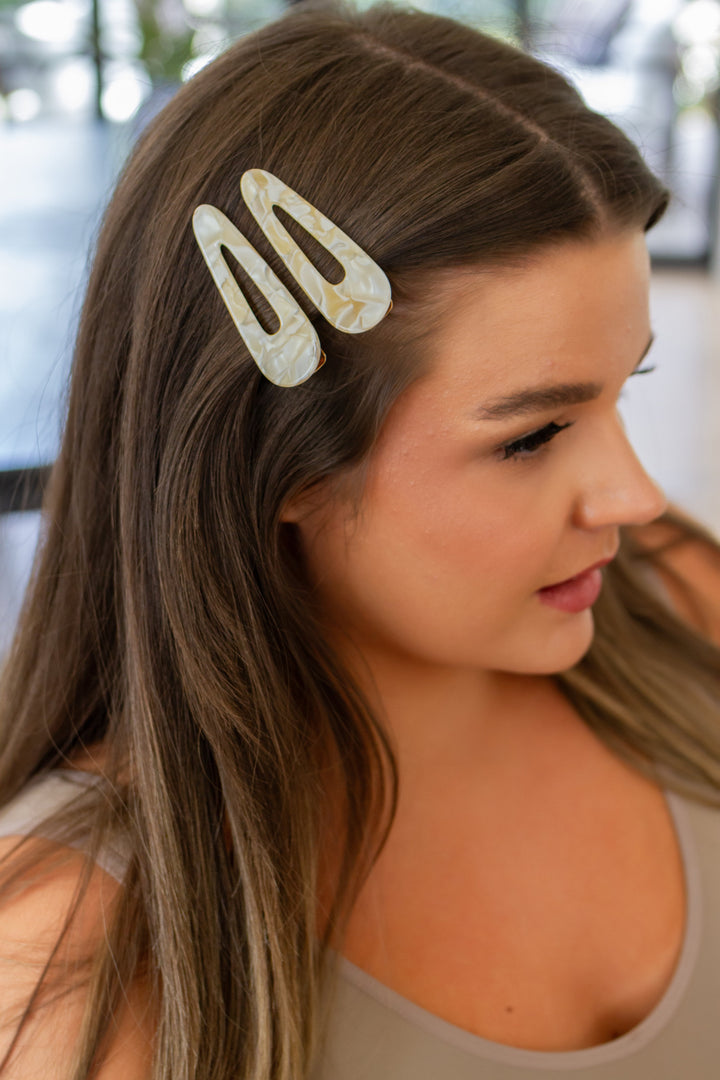 2 Pack Teardrop Hair Clip in Gold Shell-Hair Accessories-Krush Kandy, Women's Online Fashion Boutique Located in Phoenix, Arizona (Scottsdale Area)