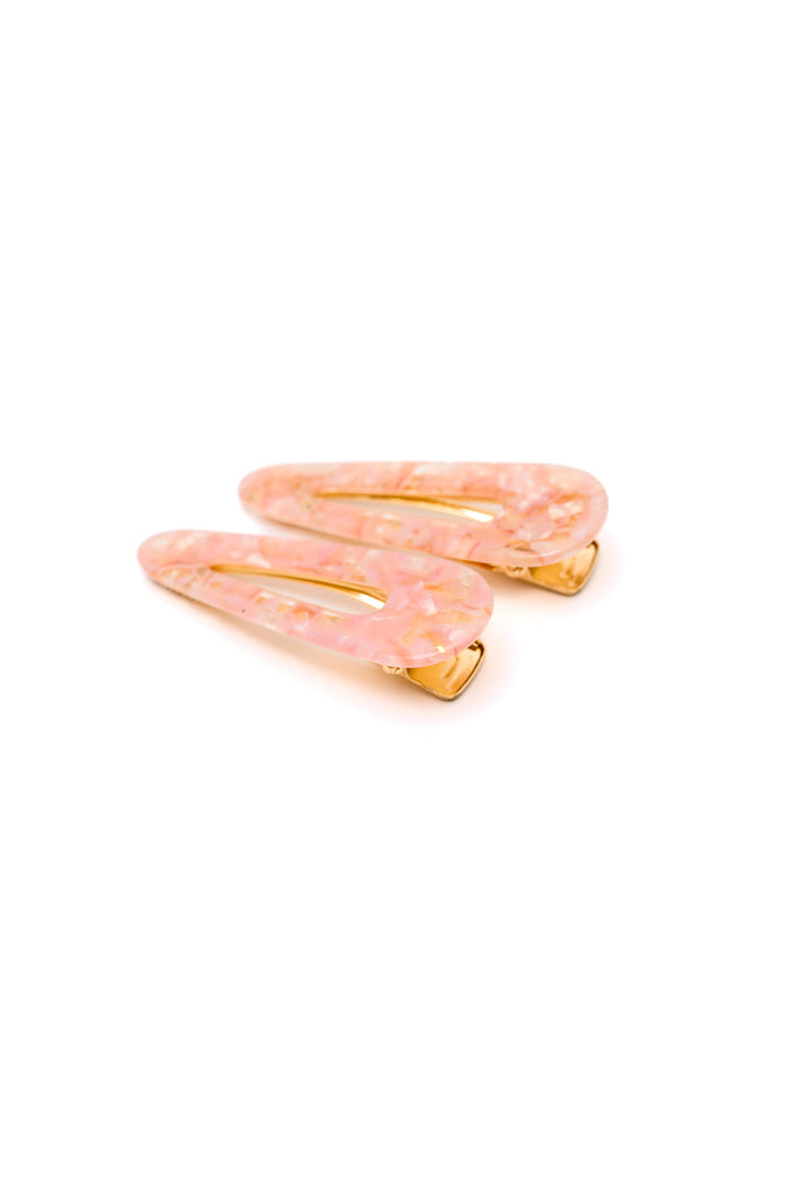2 Pack Teardrop Hair Clip in Pink Shell-Hair Accessories-Krush Kandy, Women's Online Fashion Boutique Located in Phoenix, Arizona (Scottsdale Area)