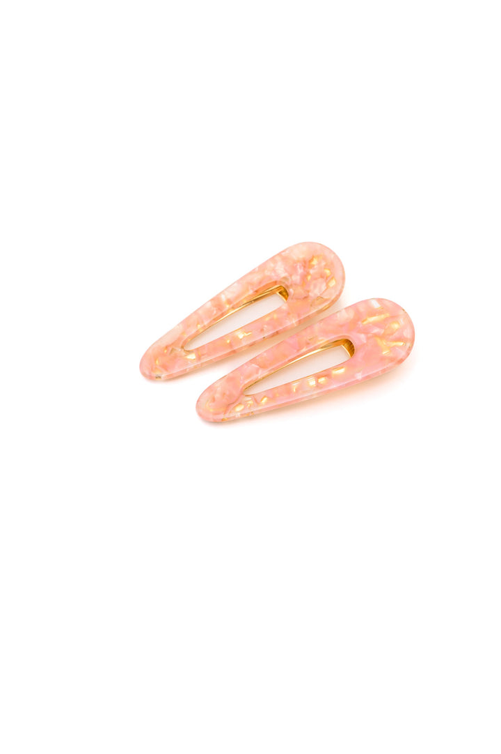 2 Pack Teardrop Hair Clip in Pink Shell-Hair Accessories-Krush Kandy, Women's Online Fashion Boutique Located in Phoenix, Arizona (Scottsdale Area)