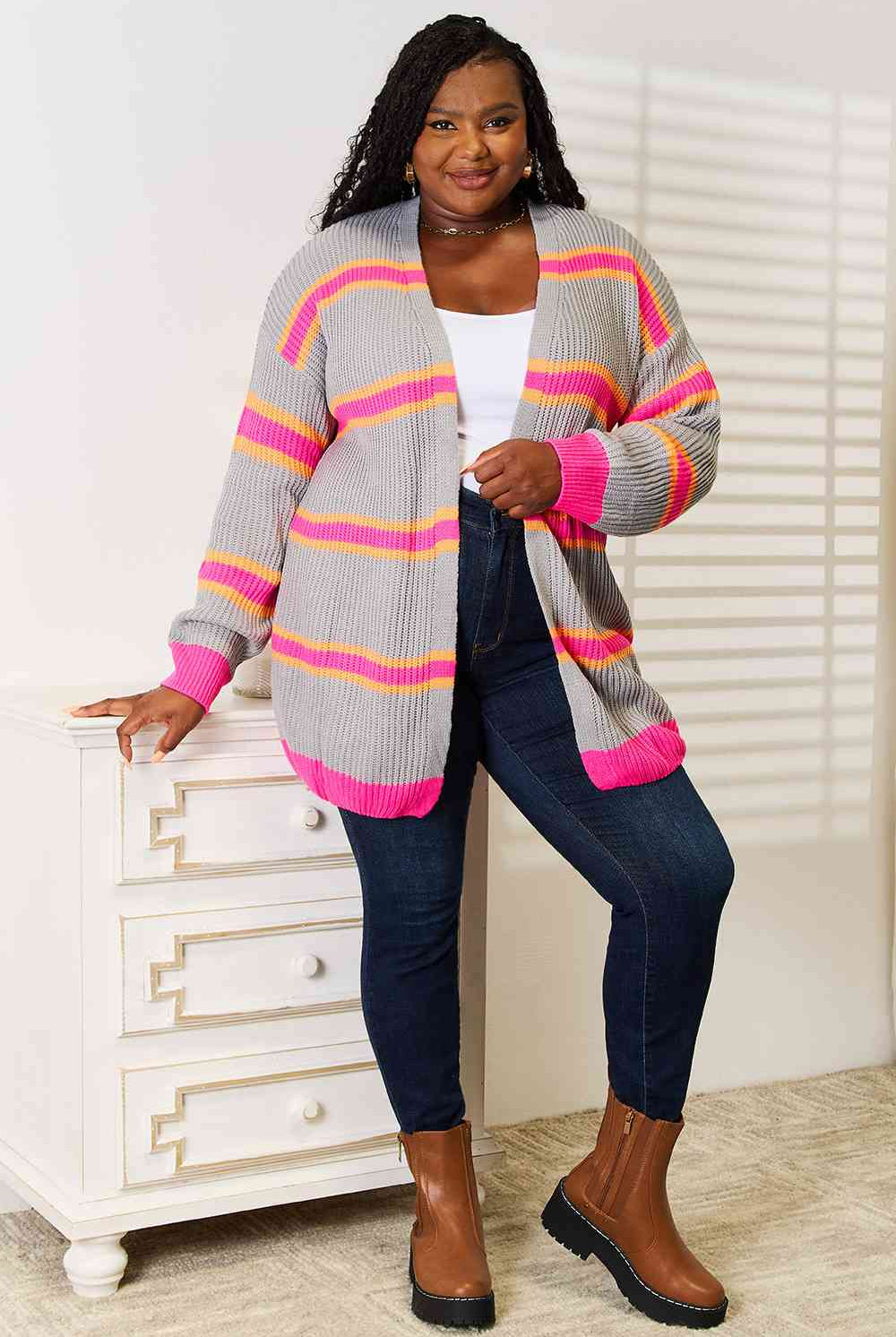 Woven Right Ribbed Long Sleeve Cardigan-Cardigans-Krush Kandy, Women's Online Fashion Boutique Located in Phoenix, Arizona (Scottsdale Area)