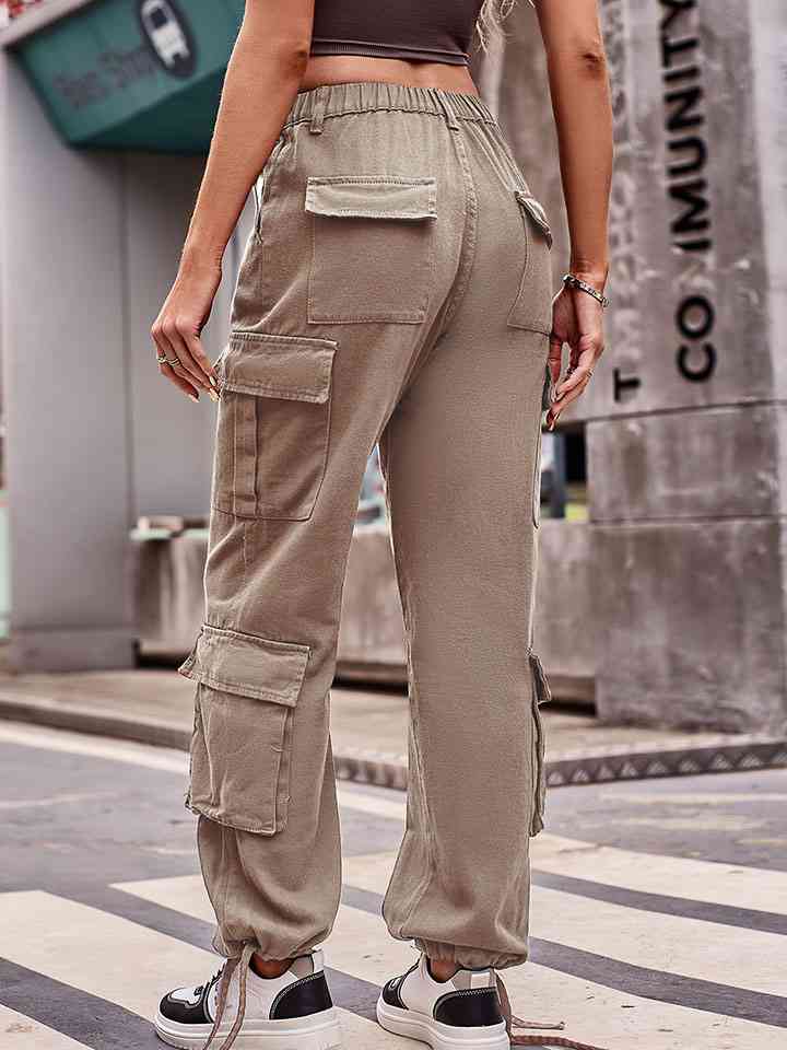 Elastic Waist Cargo Jeans-Krush Kandy, Women's Online Fashion Boutique Located in Phoenix, Arizona (Scottsdale Area)