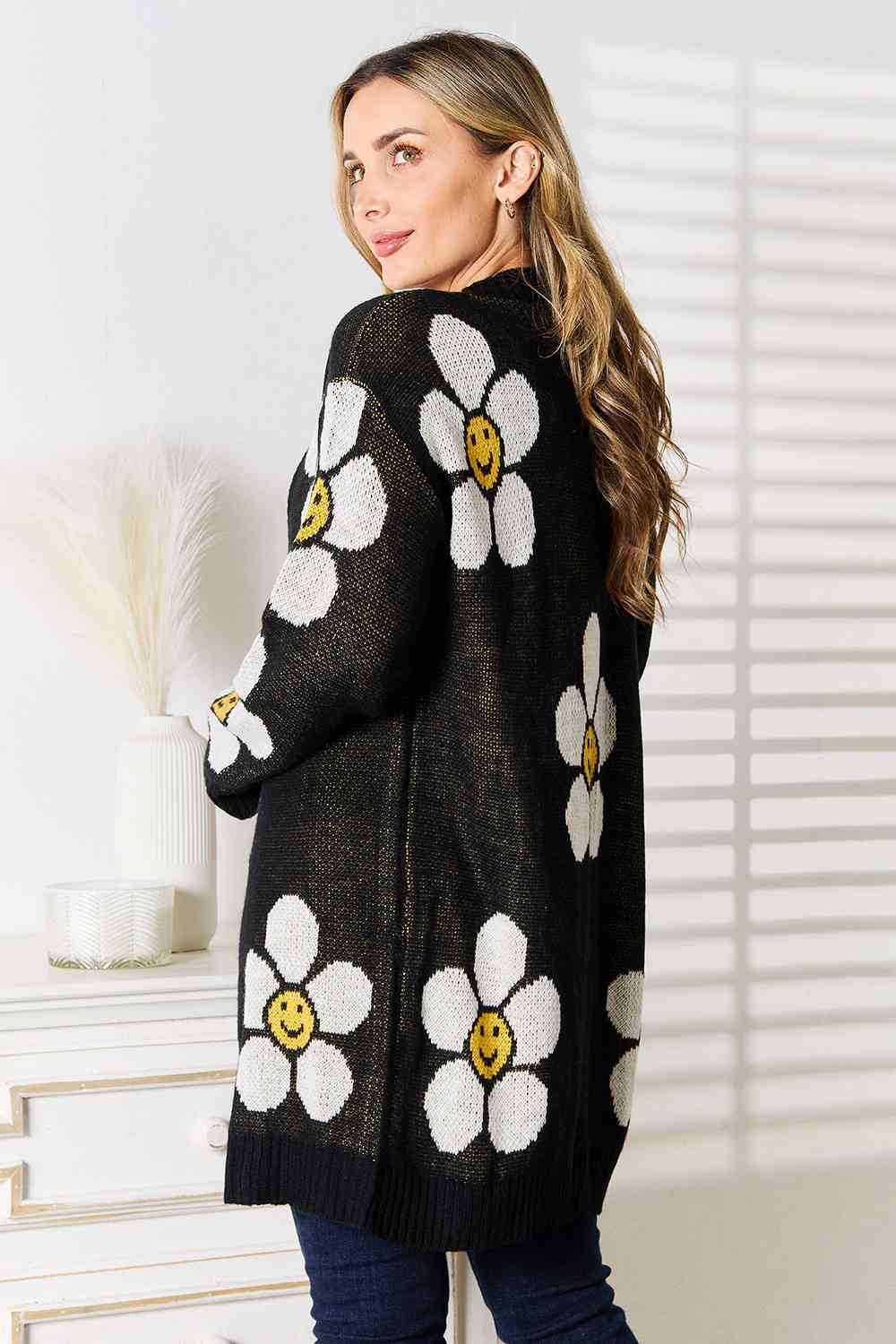 Double Take Floral Button Down Longline Cardigan-Cardigans-Krush Kandy, Women's Online Fashion Boutique Located in Phoenix, Arizona (Scottsdale Area)