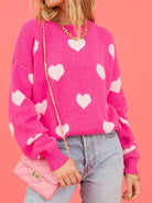 Heart Round Neck Dropped Shoulder Sweater-Krush Kandy, Women's Online Fashion Boutique Located in Phoenix, Arizona (Scottsdale Area)