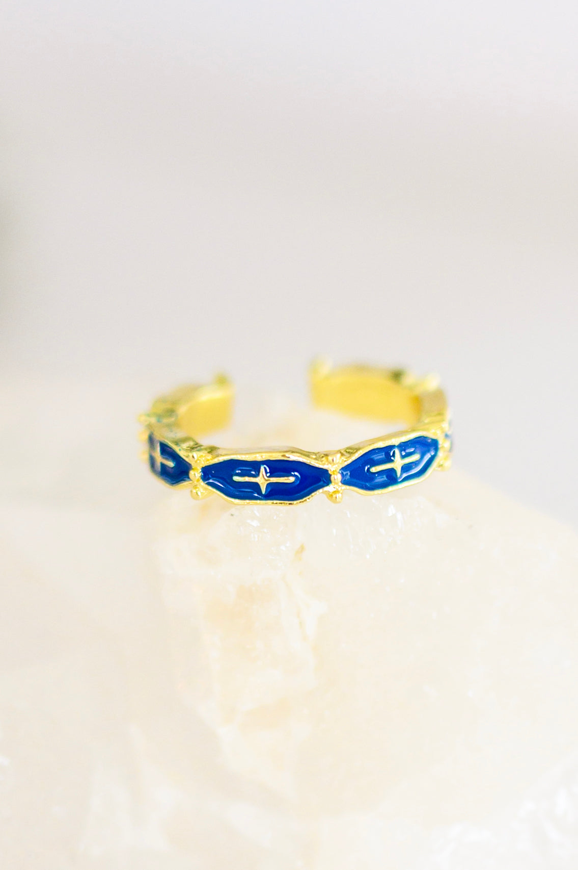 Mariana Hand Crafted Blue Cross Ring-Rings-Krush Kandy, Women's Online Fashion Boutique Located in Phoenix, Arizona (Scottsdale Area)