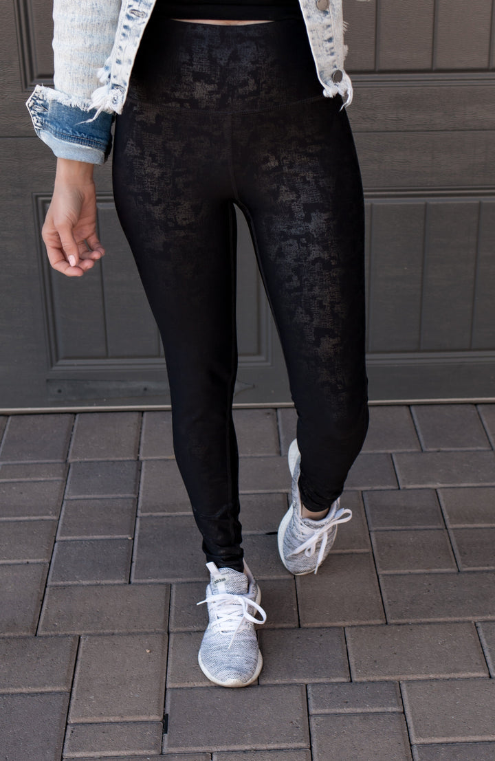 MONO B: Crackle Glaze Foil Highwaist Leggings (XS-3X)-Leggings-Krush Kandy, Women's Online Fashion Boutique Located in Phoenix, Arizona (Scottsdale Area)