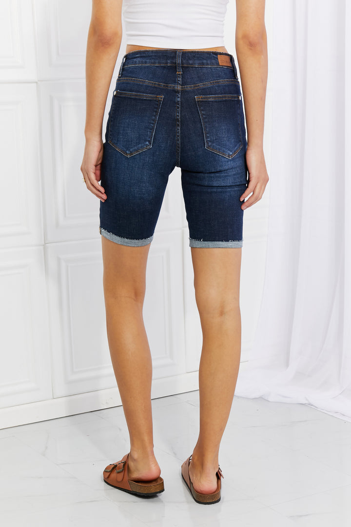 Judy Blue Lucy High Rise Patch Bermuda Shorts-Jeans-Krush Kandy, Women's Online Fashion Boutique Located in Phoenix, Arizona (Scottsdale Area)