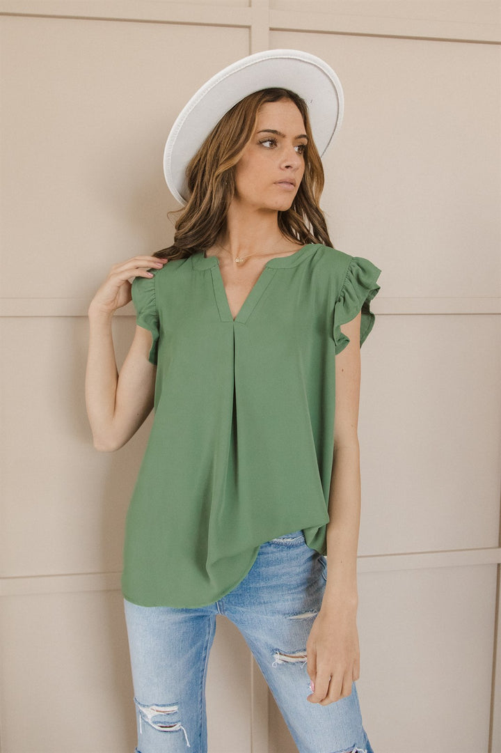 Ruffled Spring Blouse-Short Sleeve Tops-Krush Kandy, Women's Online Fashion Boutique Located in Phoenix, Arizona (Scottsdale Area)