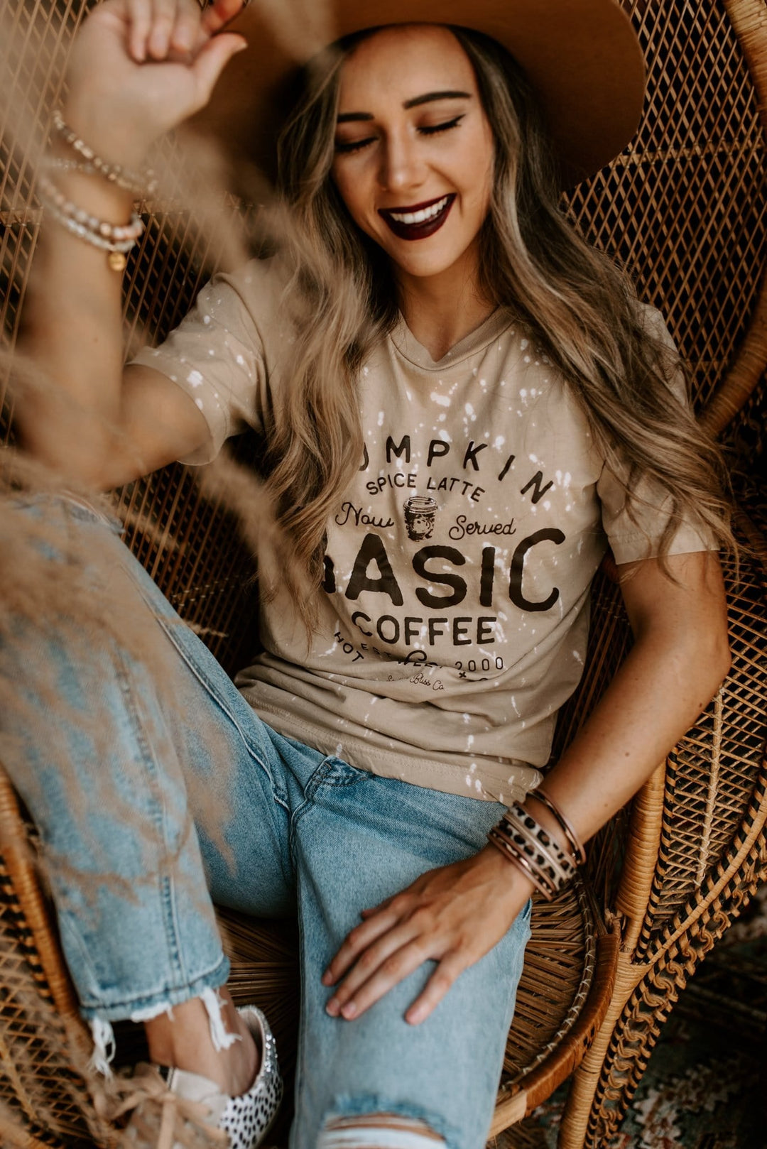 Basic Coffee Co Bleached Tee-Graphic Tees-Krush Kandy, Women's Online Fashion Boutique Located in Phoenix, Arizona (Scottsdale Area)