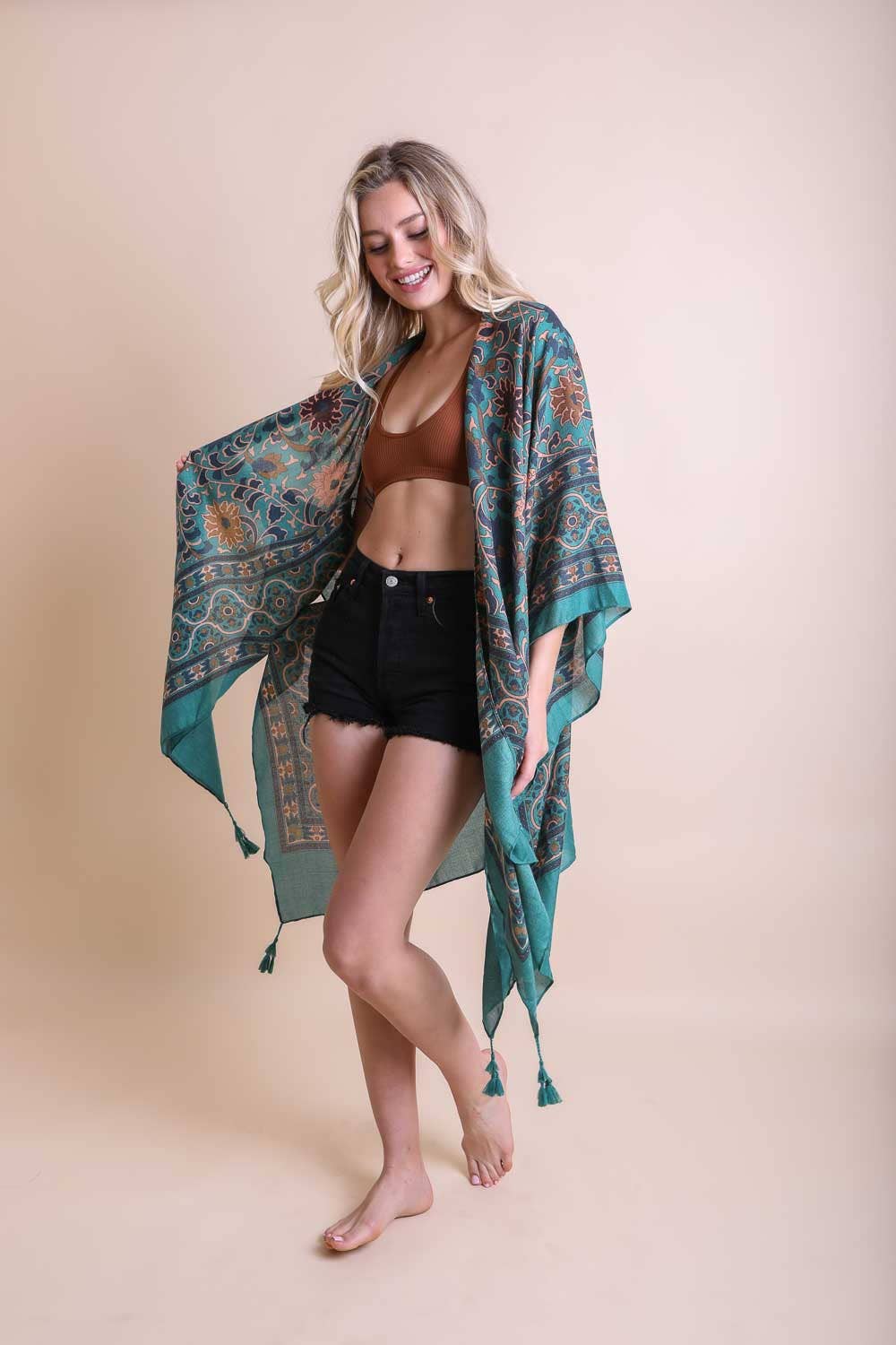 Touch of Morocco Tapestry Tassel Kimono-Kimonos-Krush Kandy, Women's Online Fashion Boutique Located in Phoenix, Arizona (Scottsdale Area)