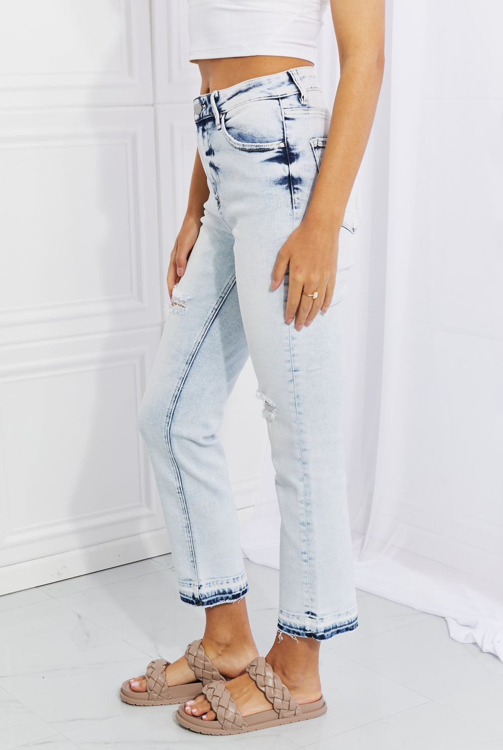 RISEN Full Size Camille Acid Wash Crop Straight Jeans-Jeans-Krush Kandy, Women's Online Fashion Boutique Located in Phoenix, Arizona (Scottsdale Area)