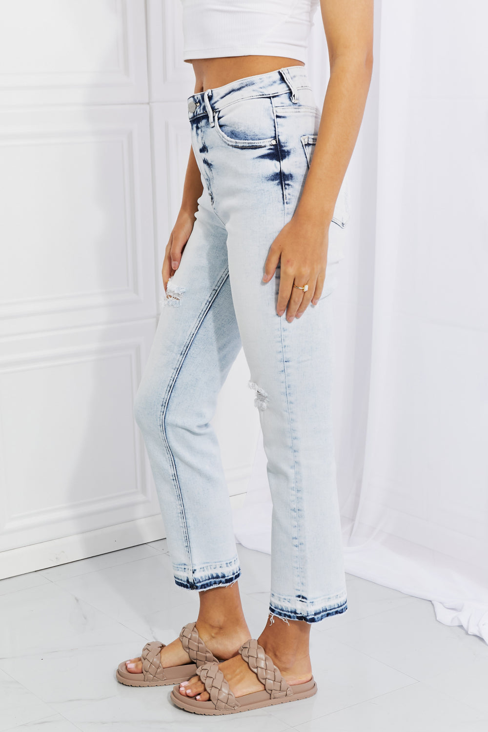 RISEN Full Size Camille Acid Wash Crop Straight Jeans-Jeans-Krush Kandy, Women's Online Fashion Boutique Located in Phoenix, Arizona (Scottsdale Area)