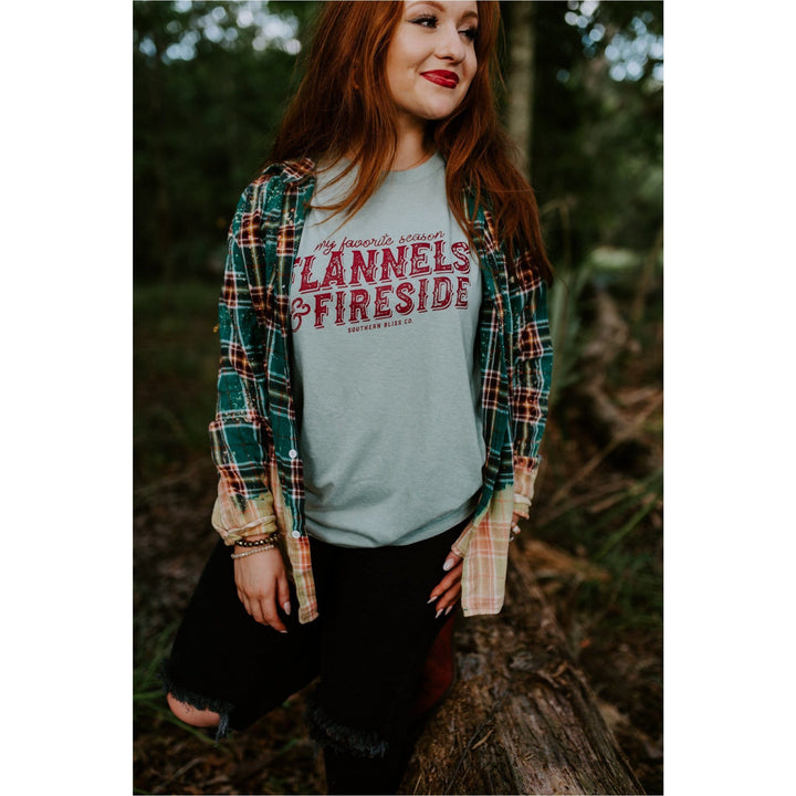 Flannels and Fireside Teal Tee-Graphic Tees-Krush Kandy, Women's Online Fashion Boutique Located in Phoenix, Arizona (Scottsdale Area)