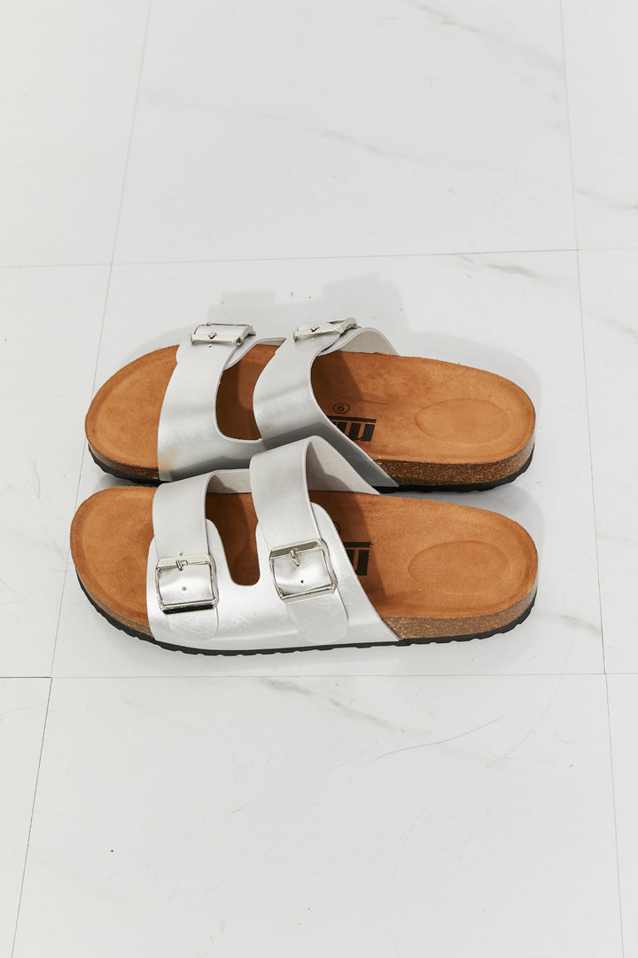 Best Life Double-Banded Slide Sandal in Silver-Sandals-Krush Kandy, Women's Online Fashion Boutique Located in Phoenix, Arizona (Scottsdale Area)