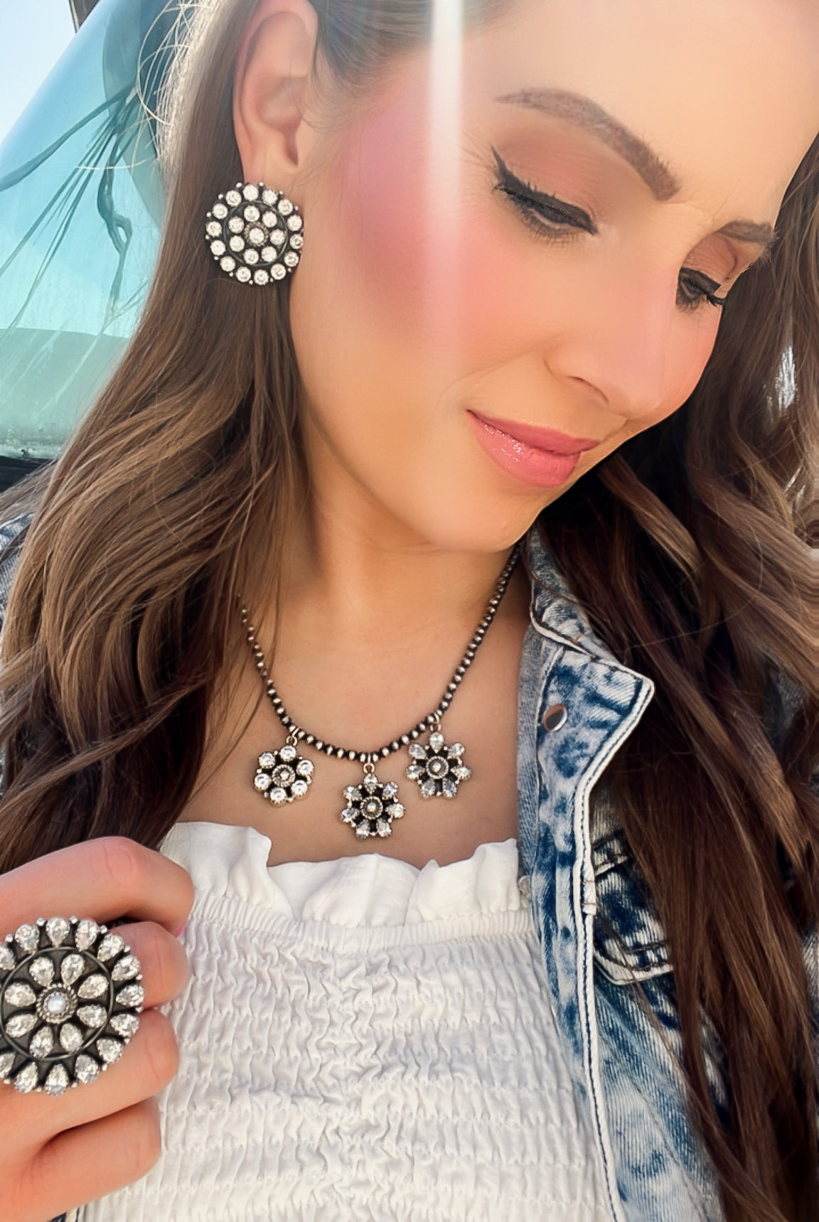 Desert Pearl Crystal Cluster Sterling Silver NECKLACE | PREORDER-Necklaces-Krush Kandy, Women's Online Fashion Boutique Located in Phoenix, Arizona (Scottsdale Area)