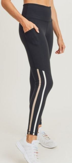 Pocket Panel Striped Highwaist Leggings-Leggings-Krush Kandy, Women's Online Fashion Boutique Located in Phoenix, Arizona (Scottsdale Area)