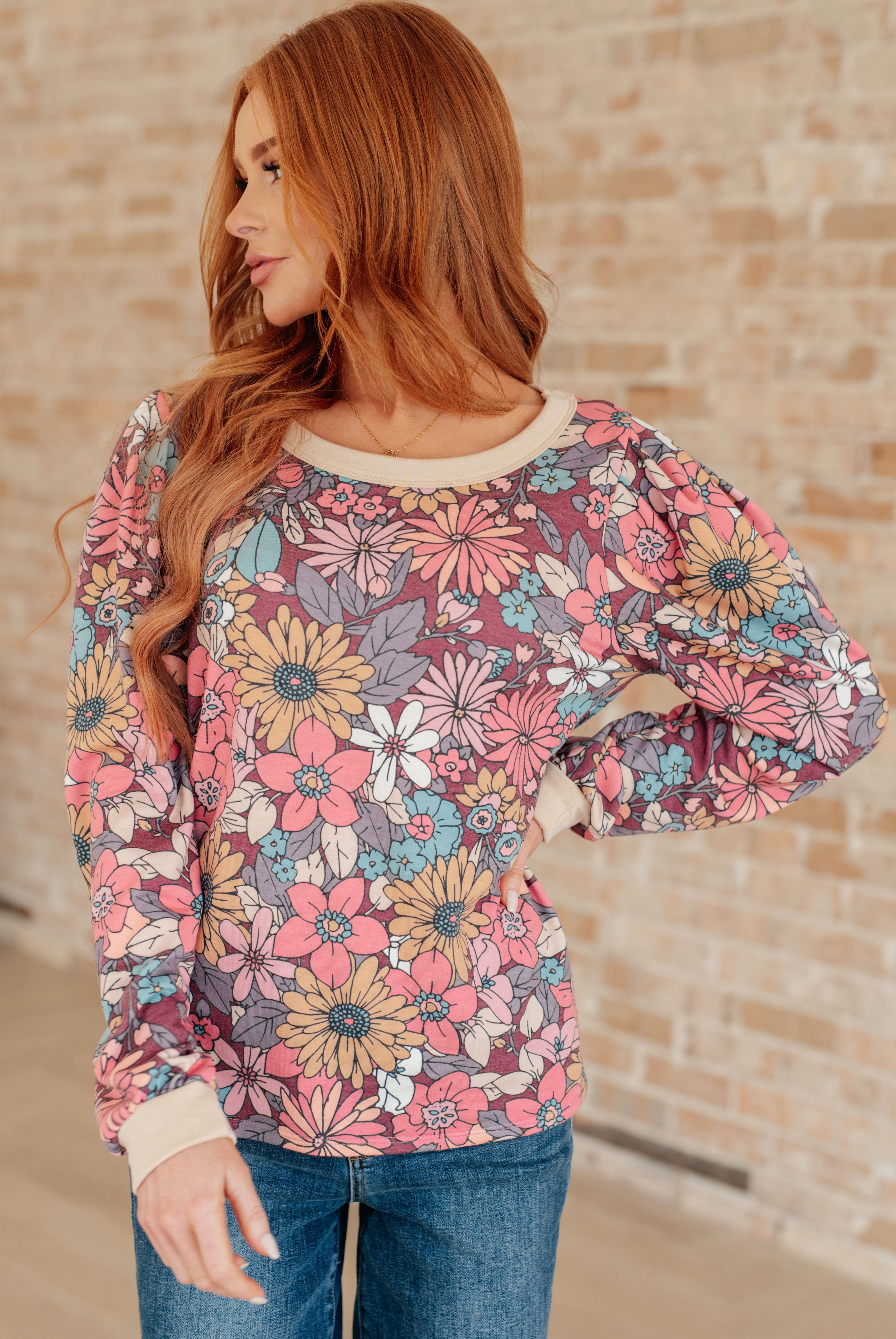 A Florists Dream Long Sleeve Pullover-Pullovers-Krush Kandy, Women's Online Fashion Boutique Located in Phoenix, Arizona (Scottsdale Area)