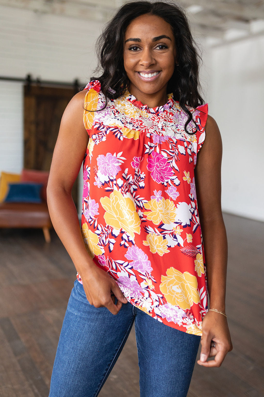 Among The Flowers Floral Top-Short Sleeve Tops-Krush Kandy, Women's Online Fashion Boutique Located in Phoenix, Arizona (Scottsdale Area)