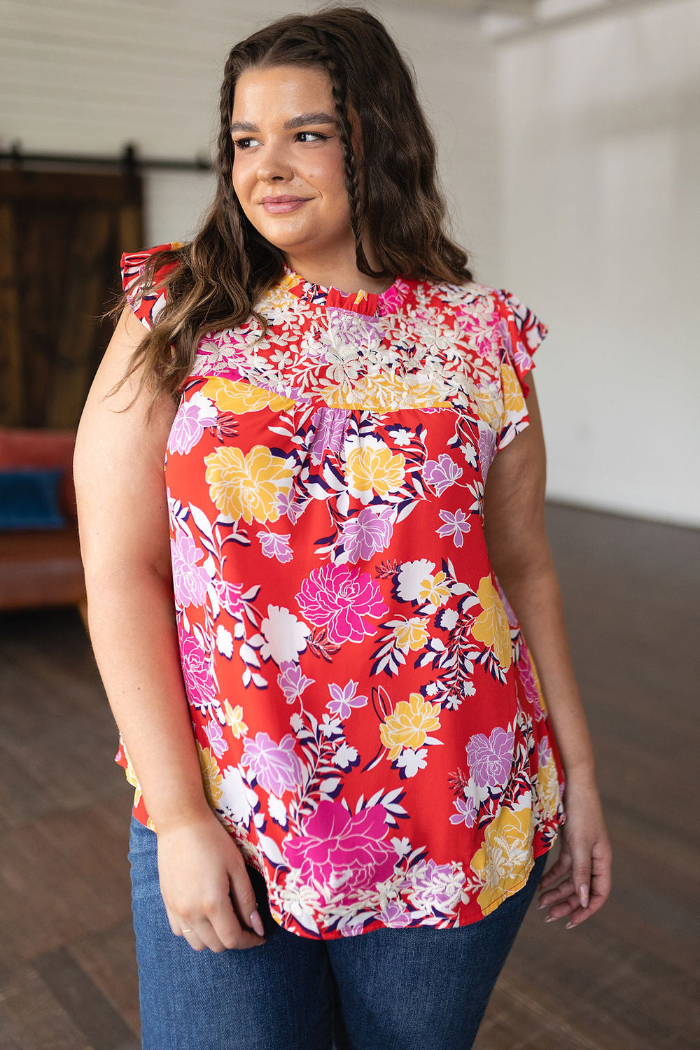 Among The Flowers Floral Top-Short Sleeve Tops-Krush Kandy, Women's Online Fashion Boutique Located in Phoenix, Arizona (Scottsdale Area)