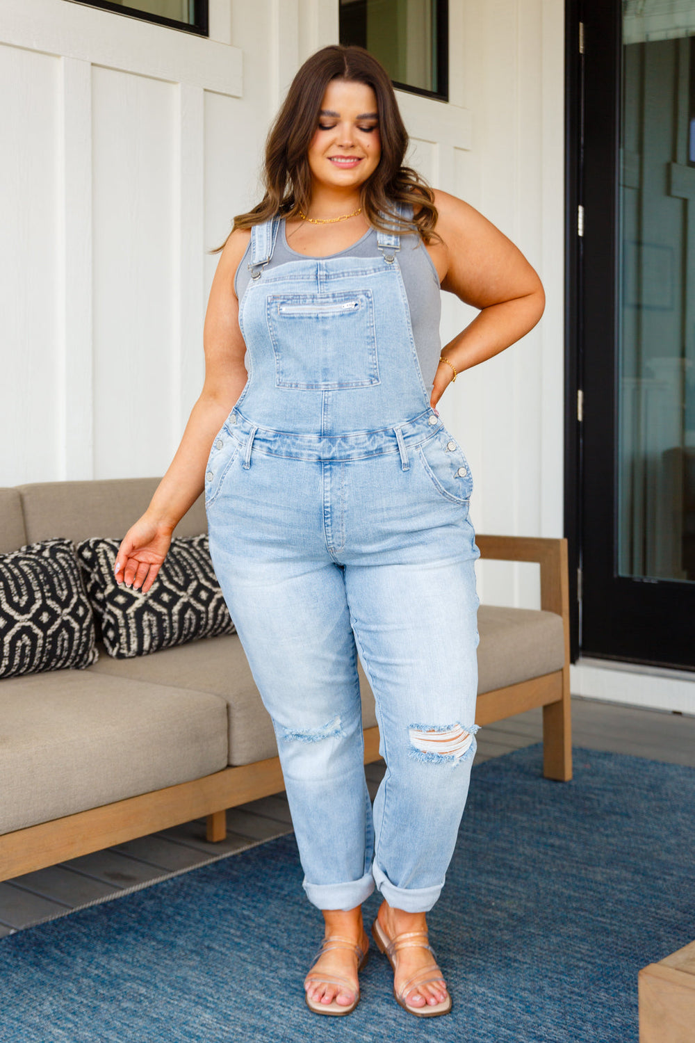 Judy Blue Annabelle Distressed Straight Leg Overalls-Overalls-Krush Kandy, Women's Online Fashion Boutique Located in Phoenix, Arizona (Scottsdale Area)