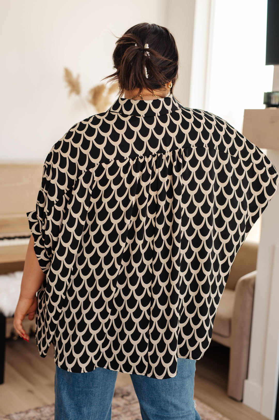 Art Deco Button Up Blouse-Short Sleeve Tops-Krush Kandy, Women's Online Fashion Boutique Located in Phoenix, Arizona (Scottsdale Area)