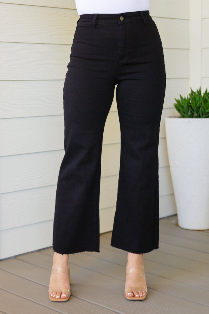 August High Rise Wide Leg Crop Jeans in Black-Jeans-Krush Kandy, Women's Online Fashion Boutique Located in Phoenix, Arizona (Scottsdale Area)