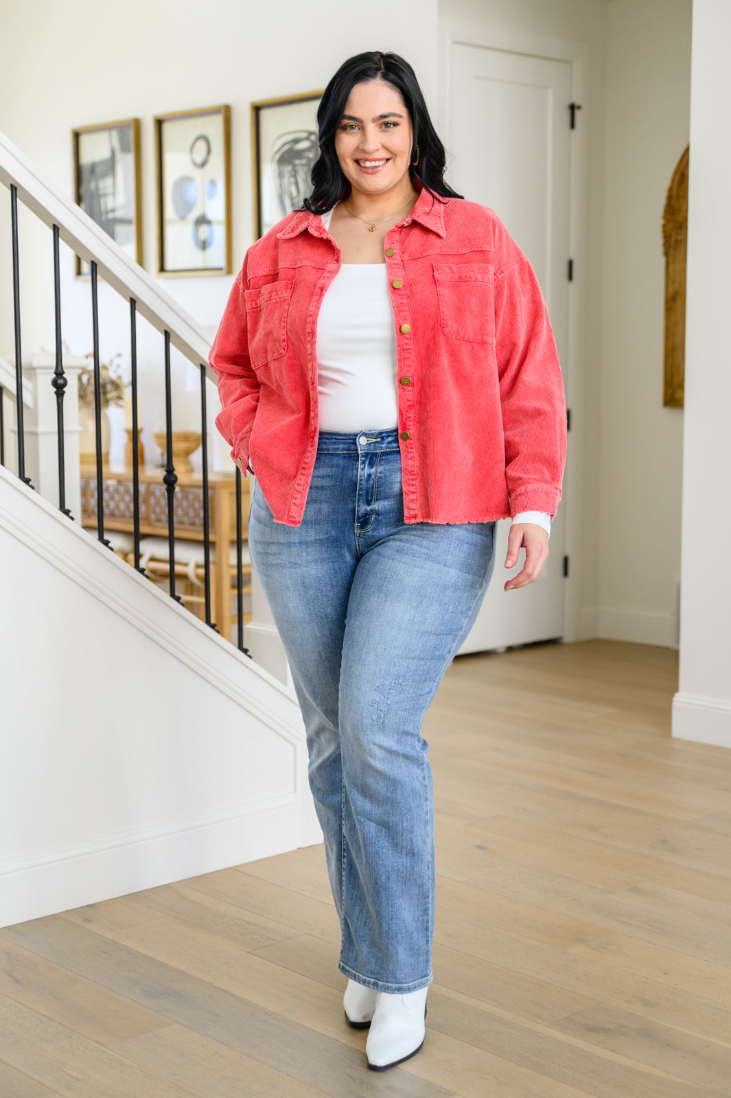 Best Day Ever Corduroy Shacket In Red | S-3XL-Shackets-Krush Kandy, Women's Online Fashion Boutique Located in Phoenix, Arizona (Scottsdale Area)