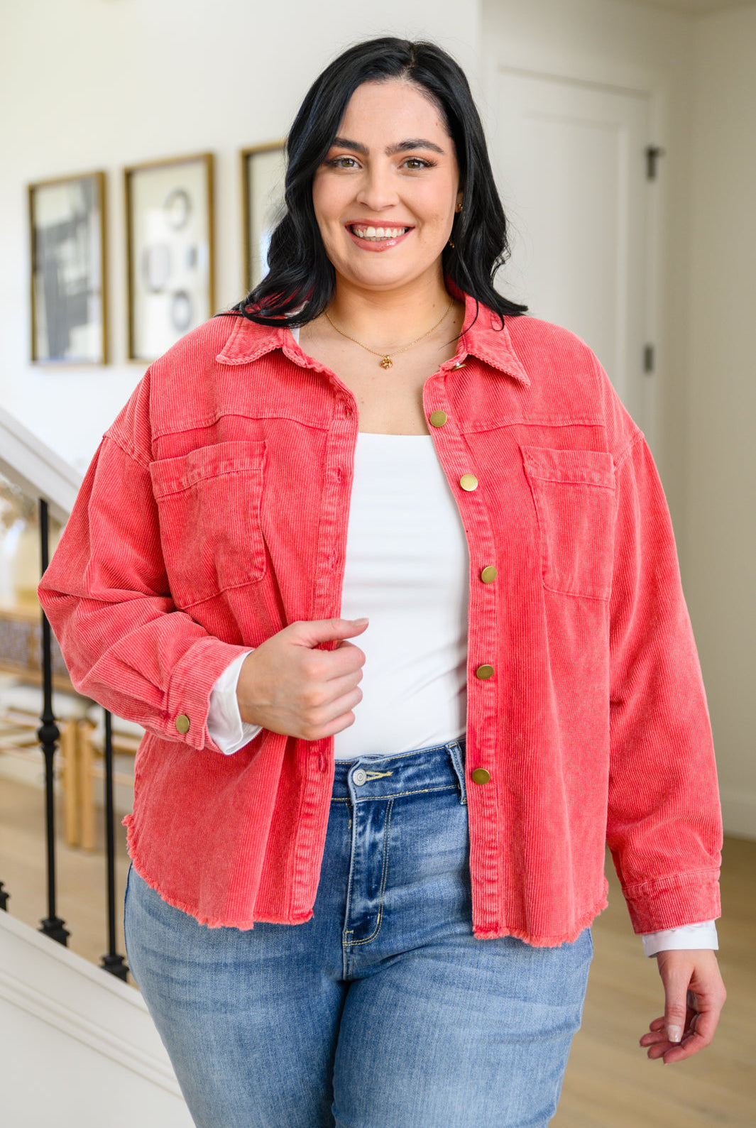 Best Day Ever Corduroy Shacket In Red | S-3XL-Shackets-Krush Kandy, Women's Online Fashion Boutique Located in Phoenix, Arizona (Scottsdale Area)