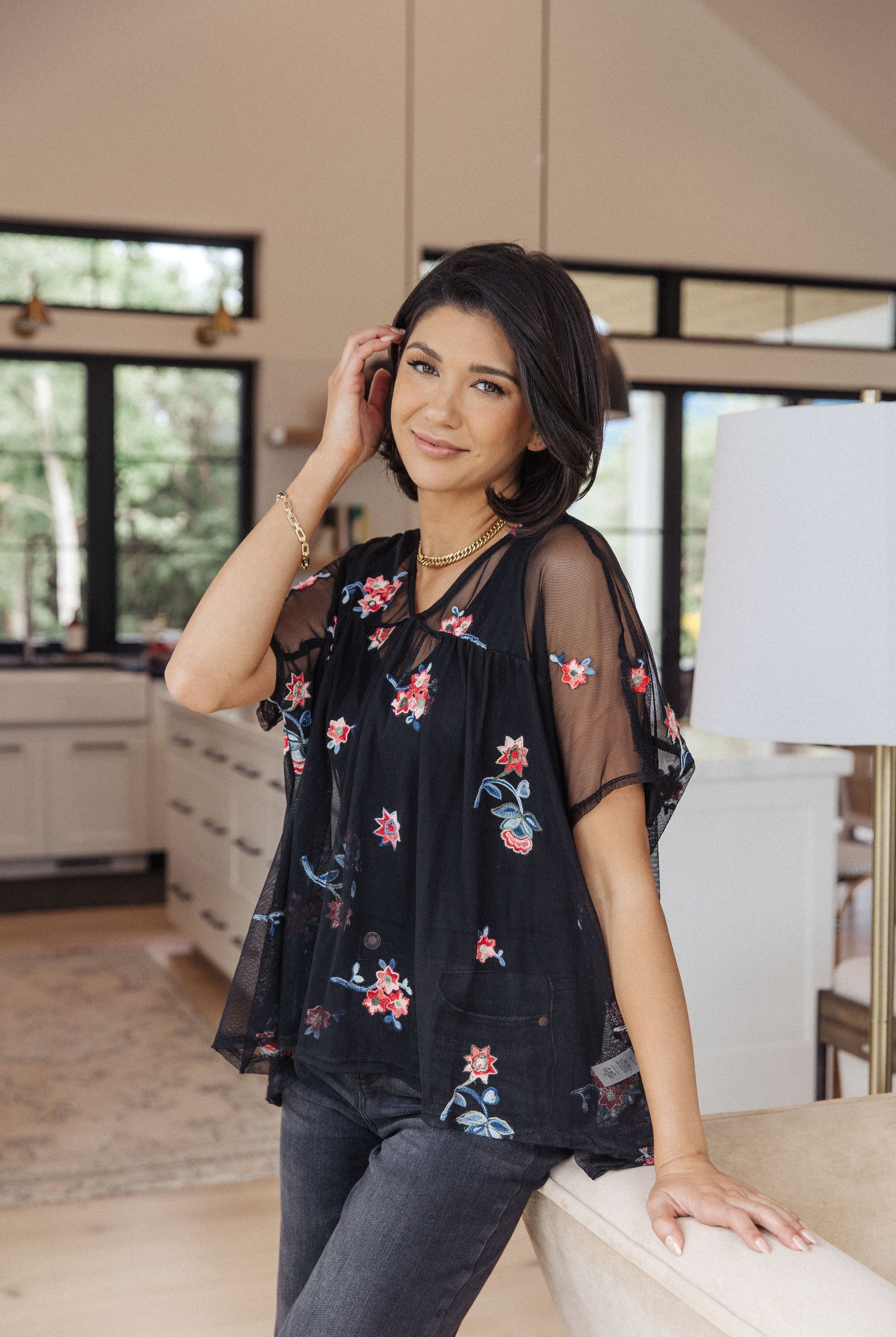 Best We've Got Embroidered Blouse-Short Sleeve Tops-Krush Kandy, Women's Online Fashion Boutique Located in Phoenix, Arizona (Scottsdale Area)