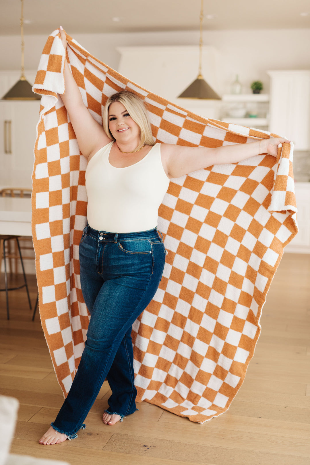 Penny Blanket Single Cuddle Size in Copper Check-Blankets-Krush Kandy, Women's Online Fashion Boutique Located in Phoenix, Arizona (Scottsdale Area)