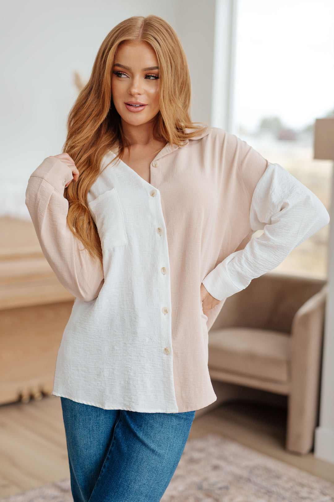 Block Party Button Down-Long Sleeve Tops-Krush Kandy, Women's Online Fashion Boutique Located in Phoenix, Arizona (Scottsdale Area)