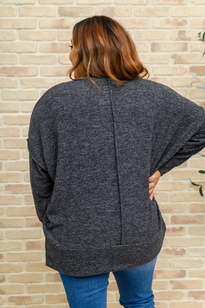 Brushed Drop Shoulder Sweater In Black-Sweaters-Krush Kandy, Women's Online Fashion Boutique Located in Phoenix, Arizona (Scottsdale Area)