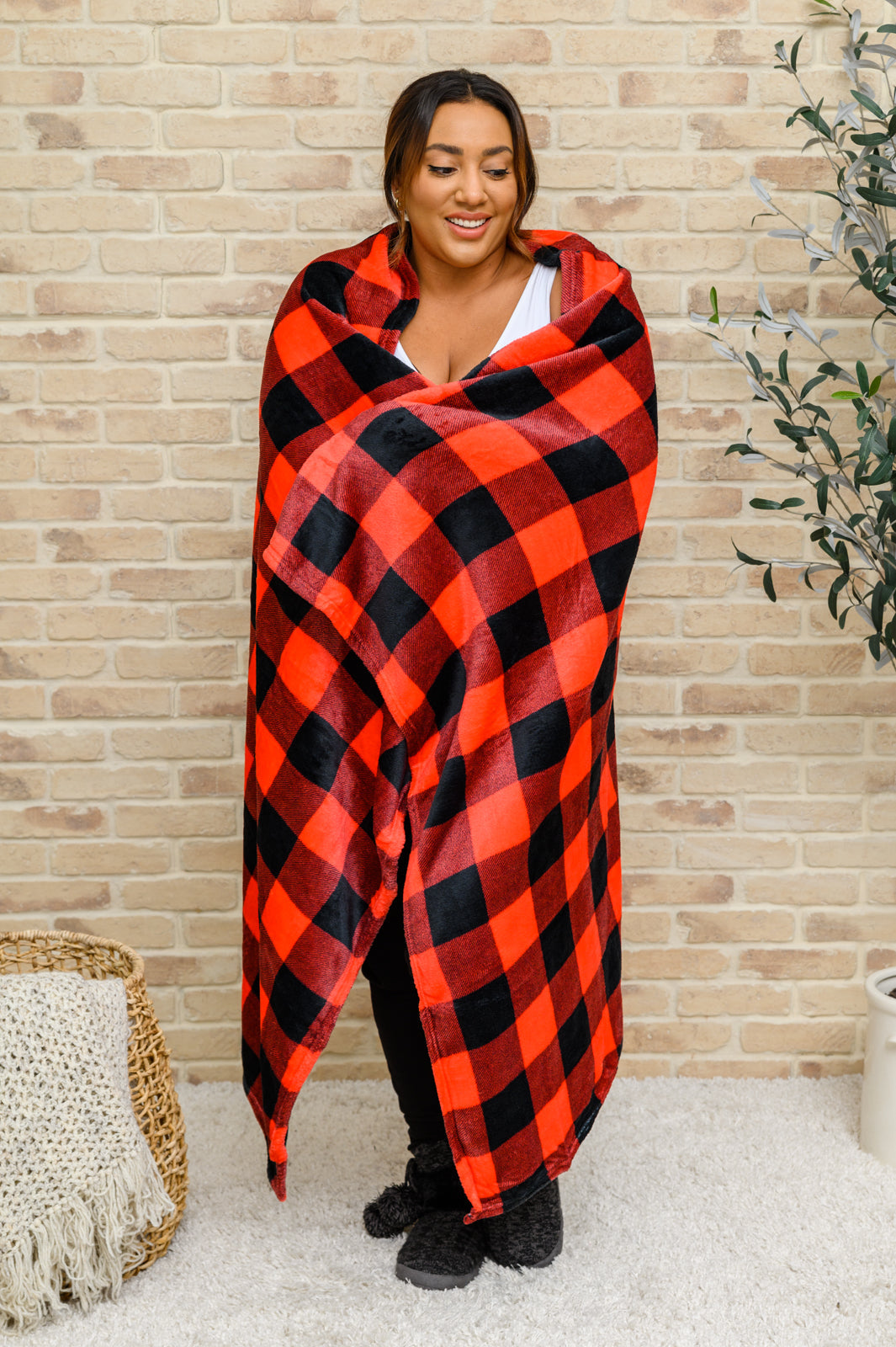 Buffalo Plaid Blanket In Red & Black-Home Decor-Krush Kandy, Women's Online Fashion Boutique Located in Phoenix, Arizona (Scottsdale Area)