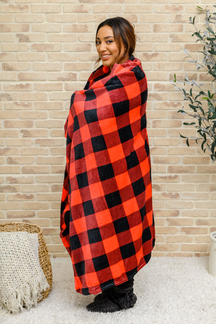 Buffalo Plaid Blanket In Red & Black-Home Decor-Krush Kandy, Women's Online Fashion Boutique Located in Phoenix, Arizona (Scottsdale Area)