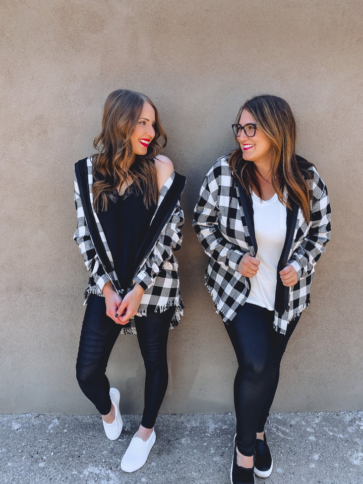Risen See You Soon Fray Hooded Flannel | S-3X, 2 colors-Jackets-Krush Kandy, Women's Online Fashion Boutique Located in Phoenix, Arizona (Scottsdale Area)