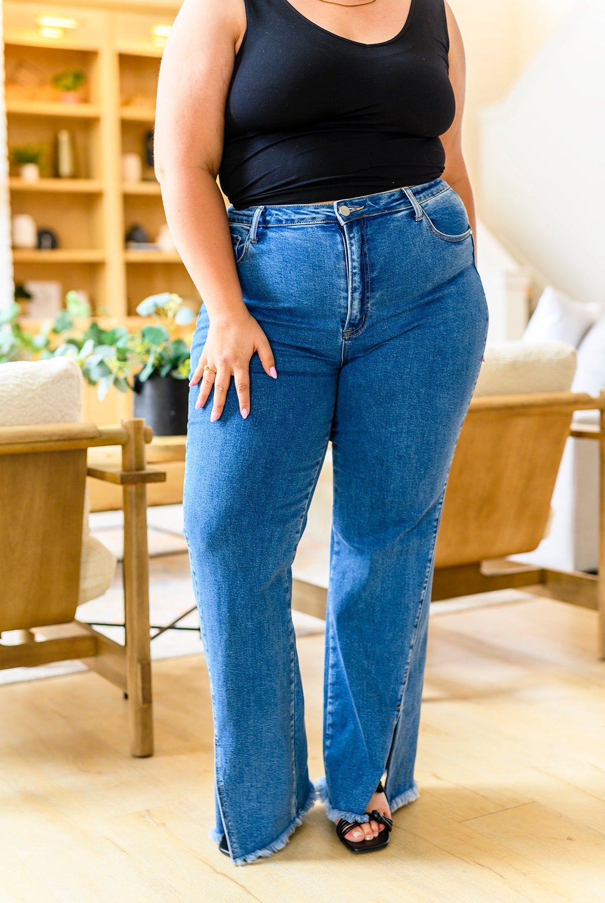 Risen Caitlin High Rise Split Hem Straight Jeans-Jeans-Krush Kandy, Women's Online Fashion Boutique Located in Phoenix, Arizona (Scottsdale Area)