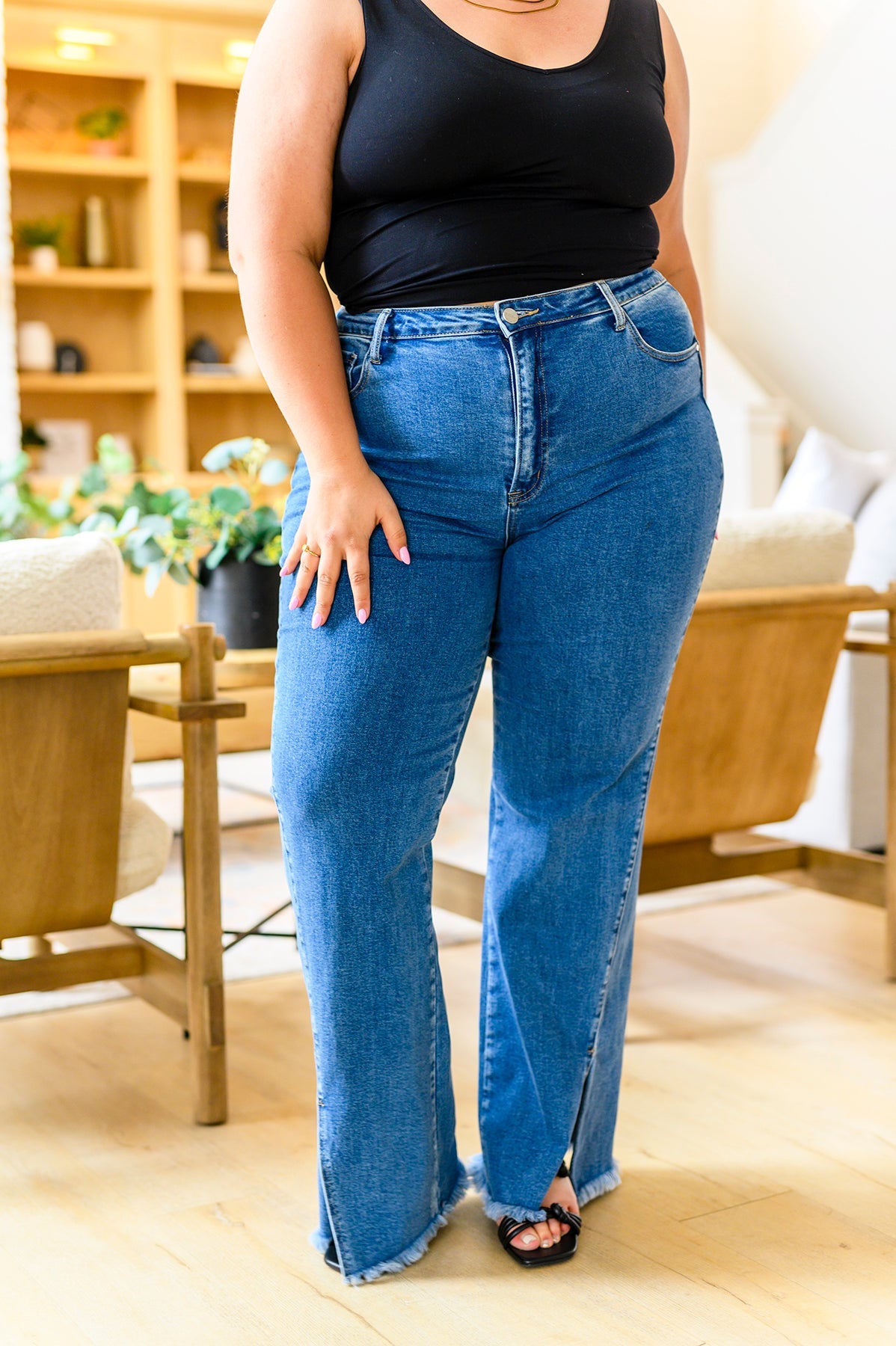 Risen Caitlin High Rise Split Hem Straight Jeans-Jeans-Krush Kandy, Women's Online Fashion Boutique Located in Phoenix, Arizona (Scottsdale Area)