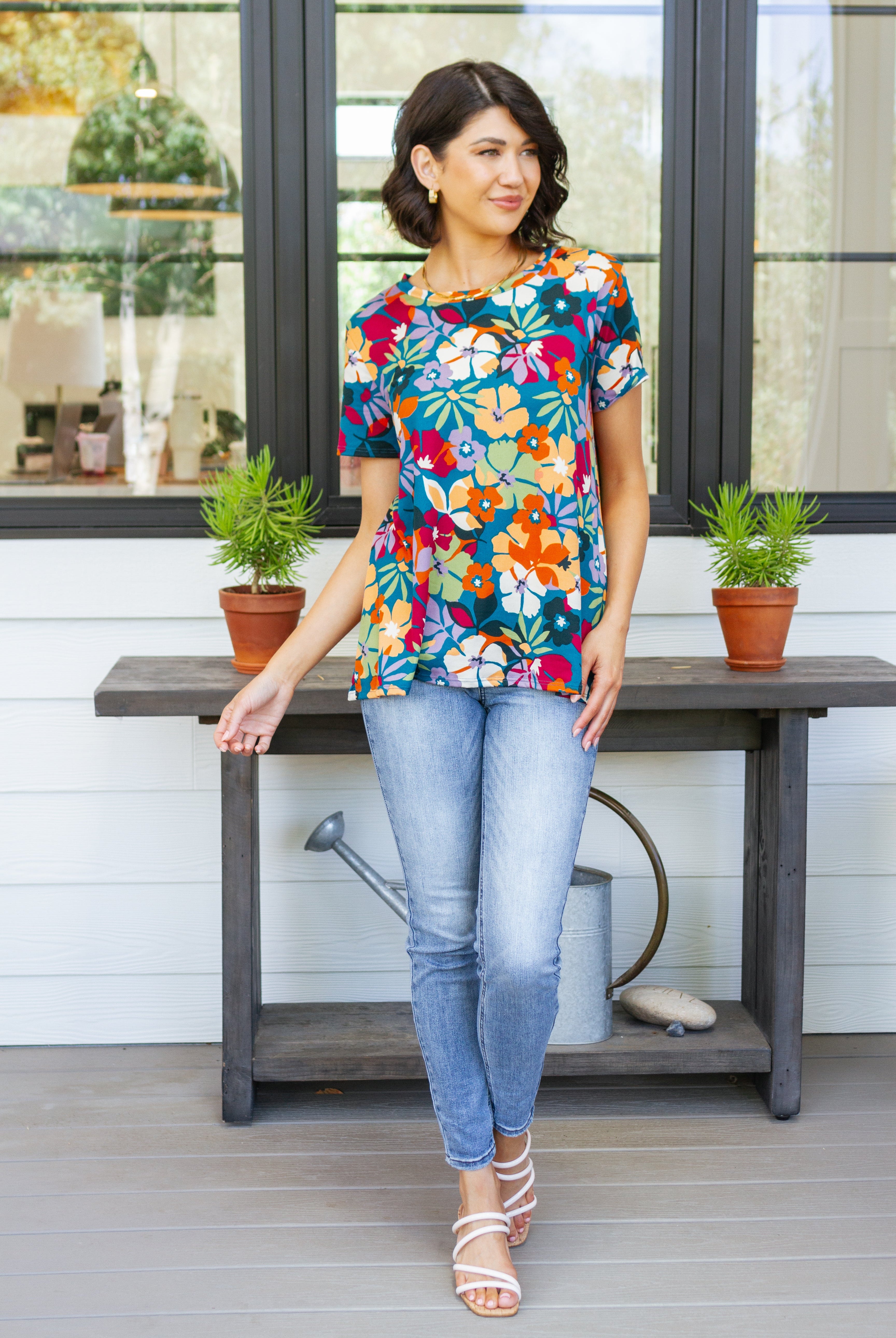 Can't Stop the Beat Floral Top-Short Sleeve Tops-Krush Kandy, Women's Online Fashion Boutique Located in Phoenix, Arizona (Scottsdale Area)