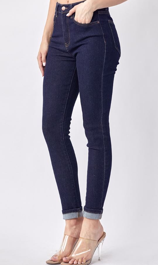 Risen Denim: Take The High Road High Rise Classic Skinny Jean | Reg/Curve, 2 washes!-Jeans-Krush Kandy, Women's Online Fashion Boutique Located in Phoenix, Arizona (Scottsdale Area)