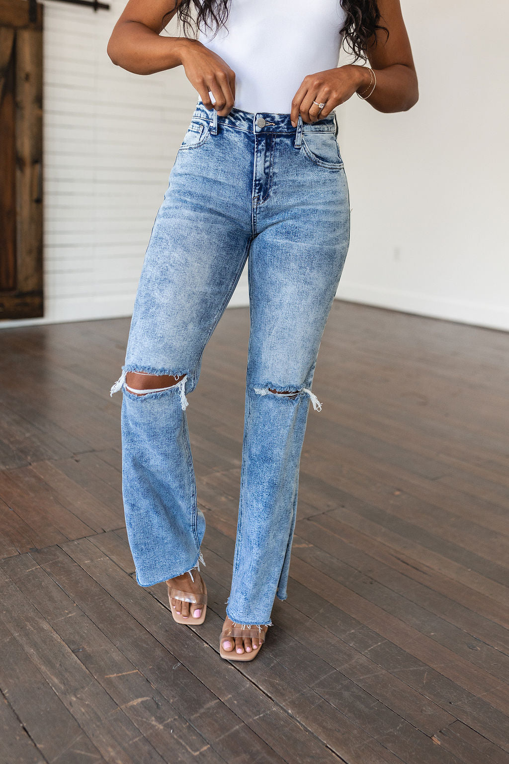 Carter High Rise Slit Hem Straight Jeans-Jeans-Krush Kandy, Women's Online Fashion Boutique Located in Phoenix, Arizona (Scottsdale Area)
