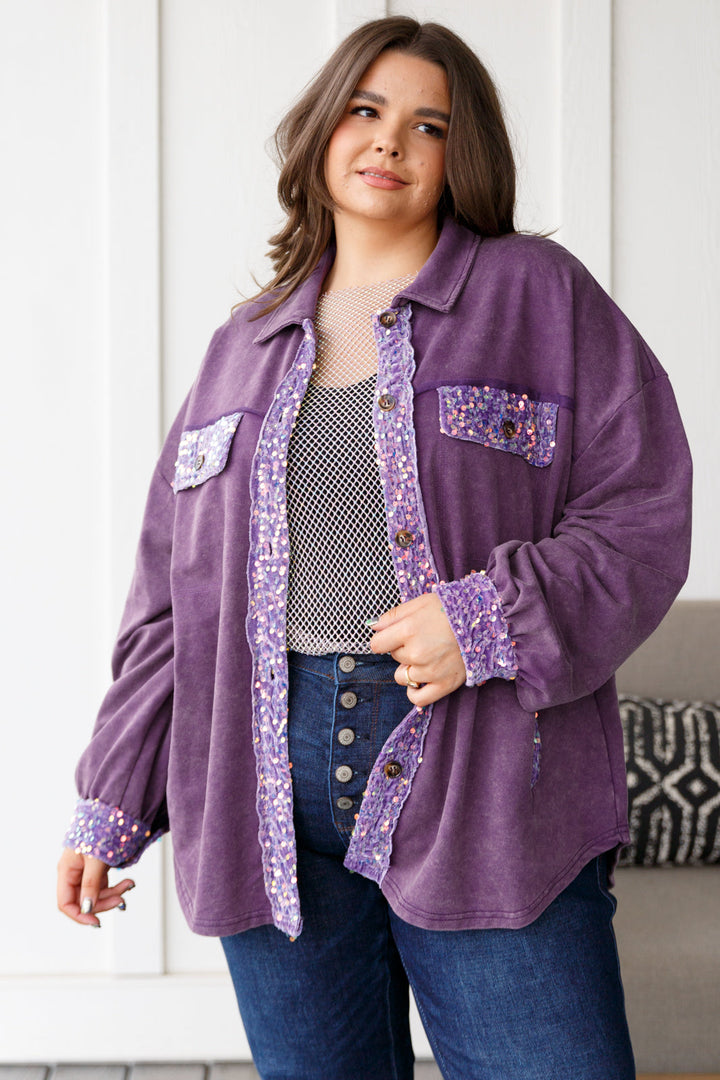 Chaos of Sequins Shacket in Purple-Shackets-Krush Kandy, Women's Online Fashion Boutique Located in Phoenix, Arizona (Scottsdale Area)