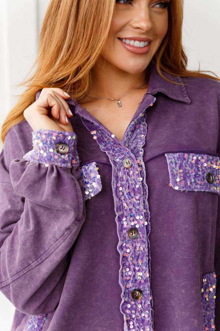 Chaos of Sequins Shacket in Purple-Shackets-Krush Kandy, Women's Online Fashion Boutique Located in Phoenix, Arizona (Scottsdale Area)