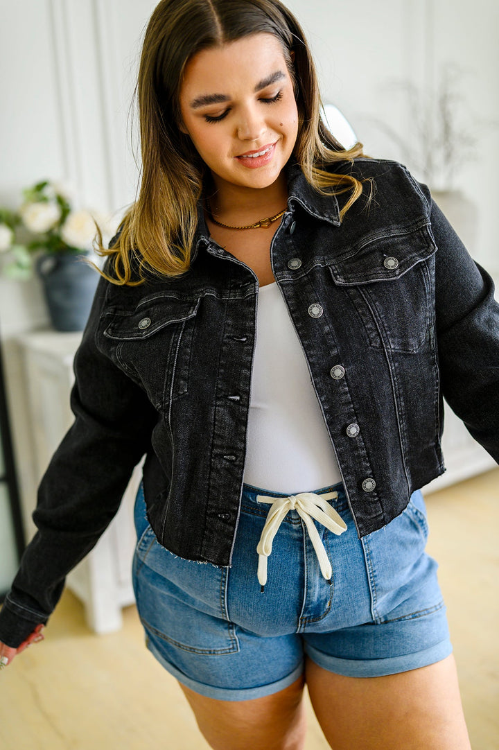 Judy Blue Charlie Cropped Denim Jacket-Jackets-Krush Kandy, Women's Online Fashion Boutique Located in Phoenix, Arizona (Scottsdale Area)