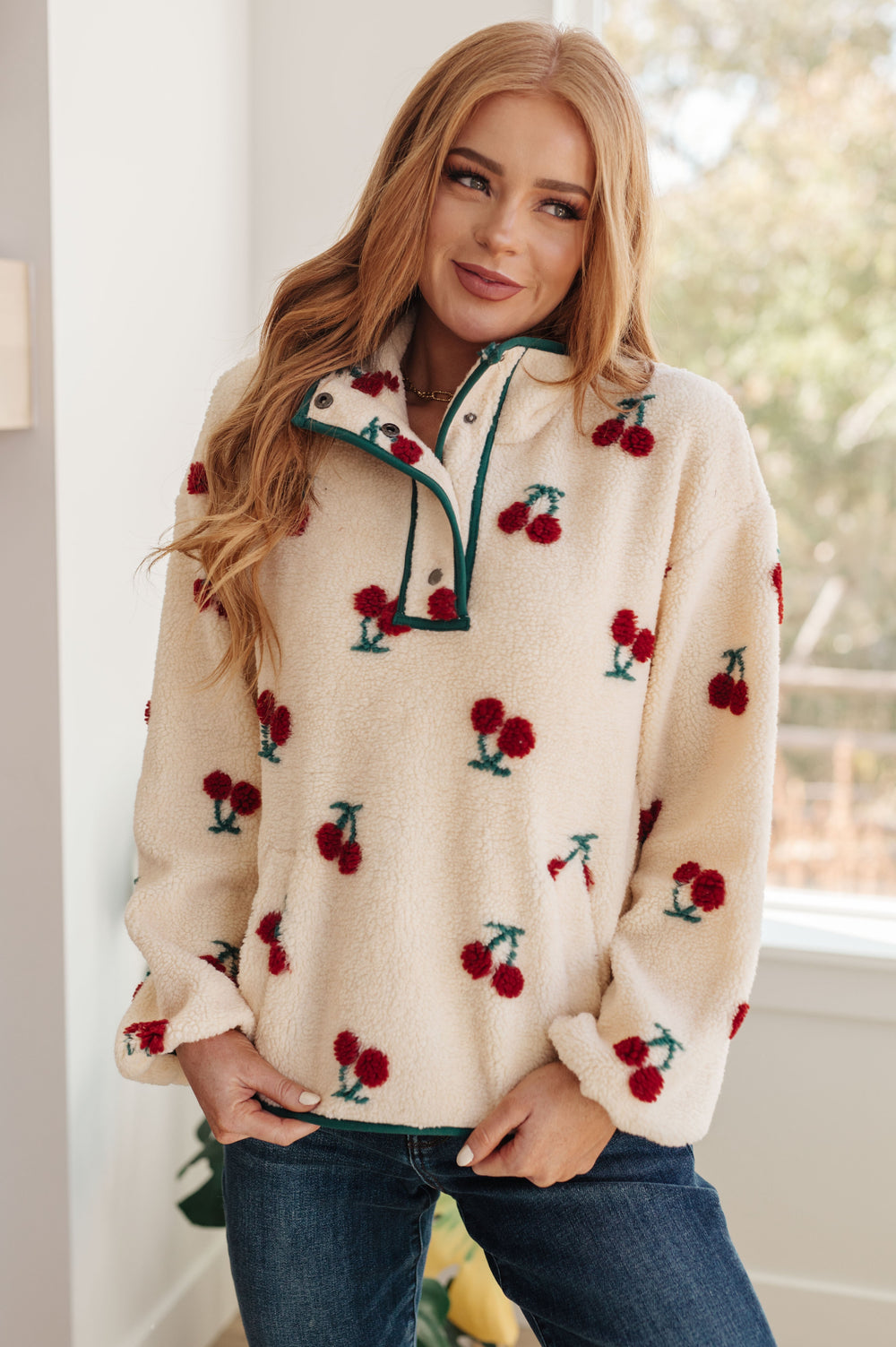 Cherry Tree Fleece Pullover-Pullovers-Krush Kandy, Women's Online Fashion Boutique Located in Phoenix, Arizona (Scottsdale Area)