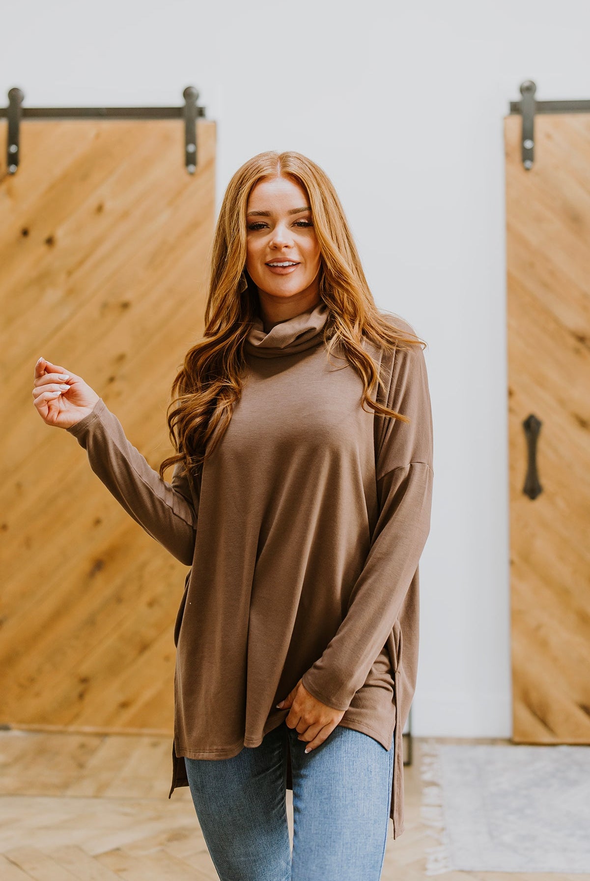 Comfort First Cowl Neck Hi-Low Long Sleeve-Long Sleeve Tops-Krush Kandy, Women's Online Fashion Boutique Located in Phoenix, Arizona (Scottsdale Area)